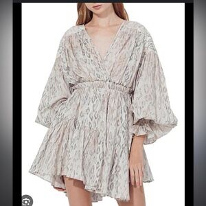 AJE | ARABELLA WRAP MINI DRESS | IN GRAY SERPENT PRINT